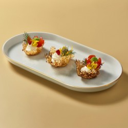 Güral Porselen Bilbao Bone Kayık Tabak 2 Parça 20x11 cm - Gold